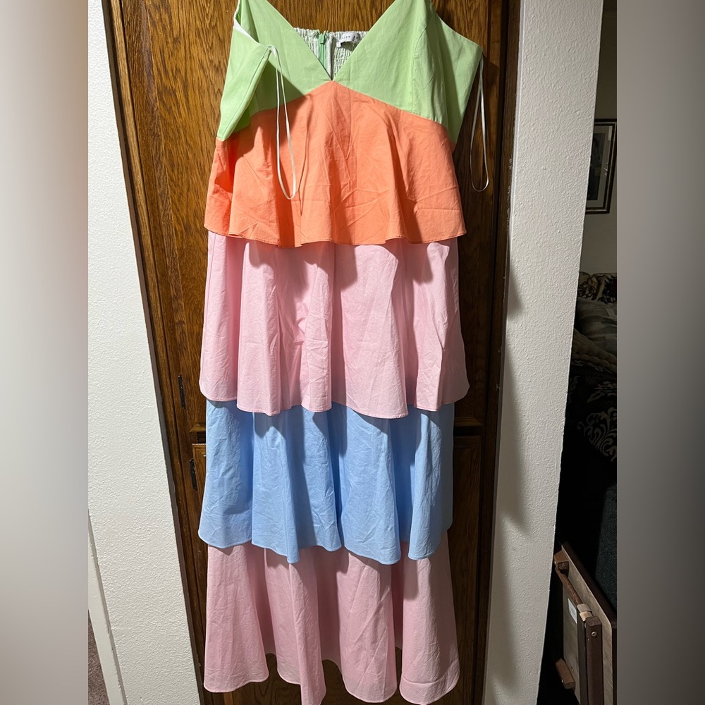 2.7 AUGUST APPAREL Pink and Blue Maxi Dress